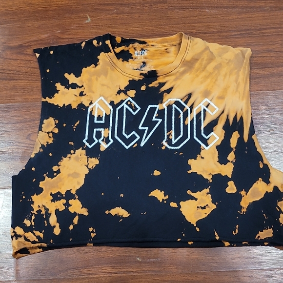 AC/DC Tops - AC/DC Tie-Dye Black and Orange Crop Tank